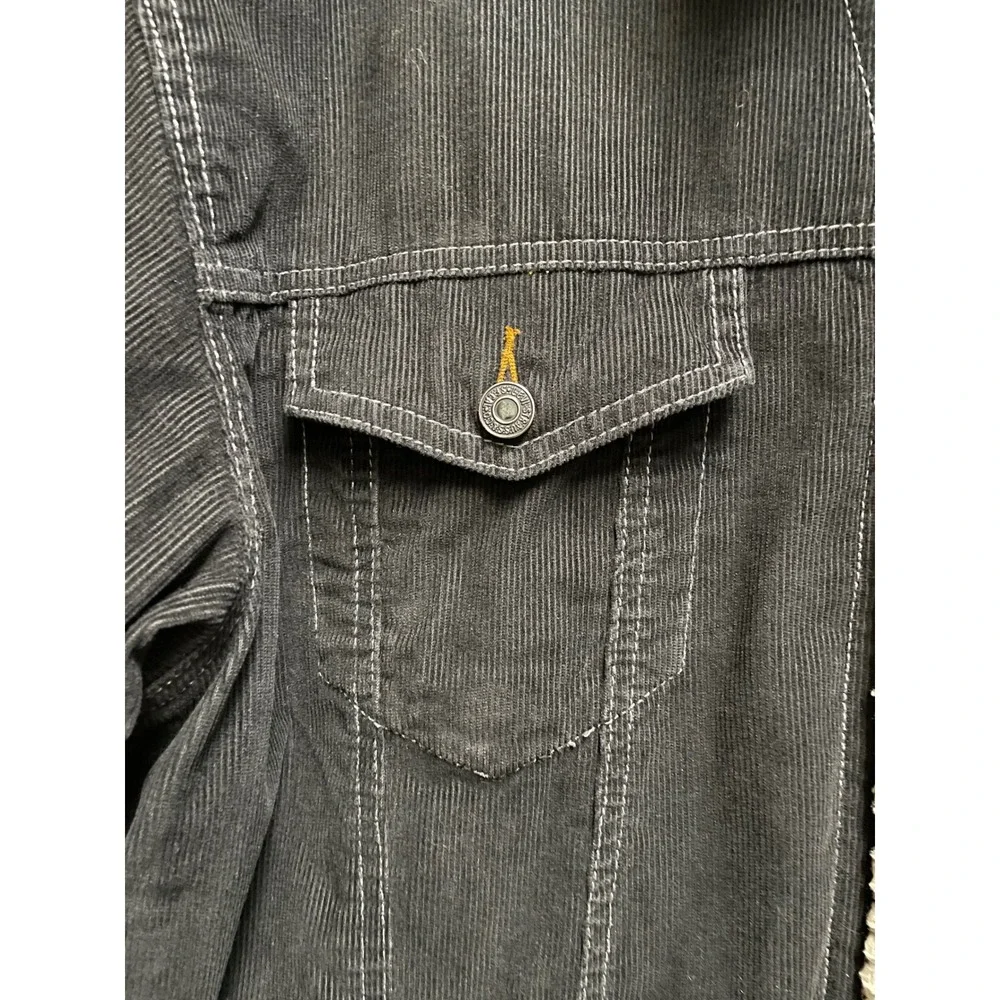 Vintage Levis Mens 70520 Sherpa Lined Corduroy Trucker Jacket Blk XL 100% Cotton - Picture 4 of 15